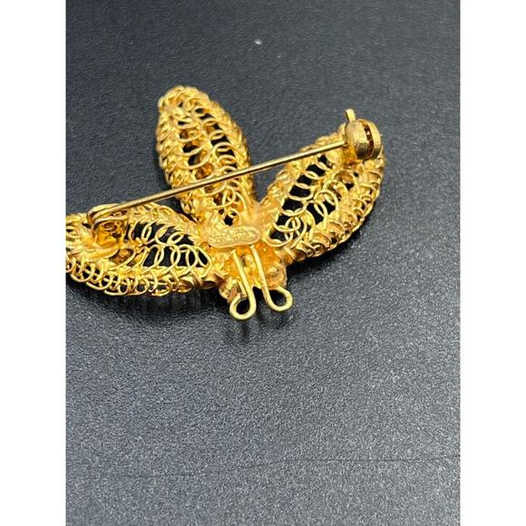 Vintage Made in Austria Brushed Gold
Coiled Metal Brooch AB Austrian Rhinestones - Picture 8 of 12